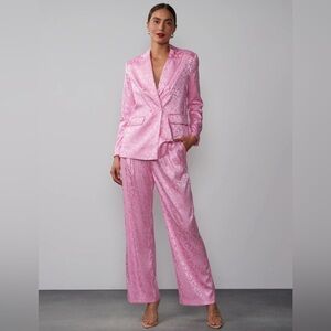 Pink Satin Leopard Suit